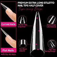 Una Gella Long Stiletto Almond Nail Tips For Acrylic Nails 216Pcs Xxl Long Stiletto False Fake Nails No C Curve Half Nail Tips T