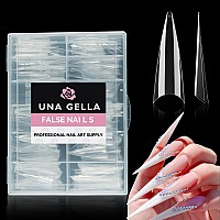 Una Gella 504Pcs Stiletto Nails Tips Half Cover Xxl Long Almond Nail Tips Soft Gel Nail Tips 12 Sizes Traceless Clear False Fake