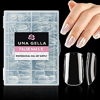 Una Gella Short Square Nail Tips 504Pcs Short Square Gel X Nails Tips 12 Sizes Short Full Cover Nail Tips Clear Press On Nails S