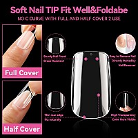 Una Gella Short Square Nail Tips 504Pcs Short Square Gel X Nails Tips 12 Sizes Short Full Cover Nail Tips Clear Press On Nails S