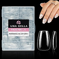 Una Gella Short Coffin Nail Tips 504Pcs Short Coffin Gel X Nail Tips 12 Sizes Short Coffin Full Cover Nail Tips Clear Acrylic Pr