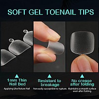 Una Gella Toe Nail Tips 504Pcs Short Square False Soft Gel Full Cover Fake Toe Nails Matte Toe Nails 12 Sizes Preshape Fake Toe