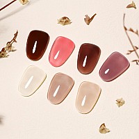 Imtiti Light Brown Gel Nail Polish Jelly Light Brown Translucent Color Uvled Soak Off Gel Polish Nail Art Starter Manicure Sal