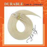 Full Shine Micro Ring Hair Extensions Blonde Human Hair Extensions Real Human Hair 50G50S 14 Inch Invisible Micro Beads Hair Ex