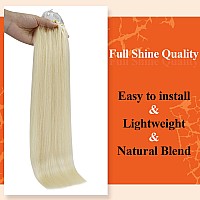 Full Shine Micro Ring Hair Extensions Blonde Human Hair Extensions Real Human Hair 50G50S 14 Inch Invisible Micro Beads Hair Ex