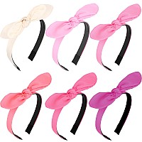 Jaciya Bow Headbands For Women Pink Series Non Slip Fashion Knotted Thin Hair Bands With Bow Cute Top Knot Hair Accessories 6