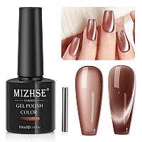 Mizhse Cat Eye Gel Nail Polish Brown Magnetic Gel Polish With Magnet Stick Fall Color Magic Effect Galaxy Shimmer Glitter Holo