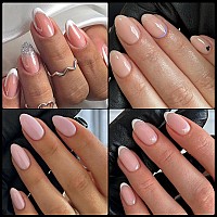 Addfavor 600Pcs Short Almond Nail Tips Soft Gel X Nail Tips Almond Short Clear Fake Nails Full Cover Acrylic Nail Tips For Exte