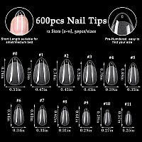 Addfavor 600Pcs Short Almond Nail Tips Soft Gel X Nail Tips Almond Short Clear Fake Nails Full Cover Acrylic Nail Tips For Exte