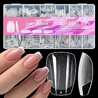 Addfavor 600Pcs Short Coffin Nail Tips Soft Gel X Nail Tips Xs Short Ballerina Clear Fake Nails Full Cover Acrylic Nail Tips Fo