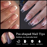 Addfavor 600Pcs Short Coffin Nail Tips Soft Gel X Nail Tips Xs Short Ballerina Clear Fake Nails Full Cover Acrylic Nail Tips Fo