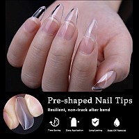 Addfavor 600Pcs Almond Nail Tips Medium Almond Gel X Nail Tips Clear Fake Nails Full Cover Acrylic Nail Tips For Extension Nail