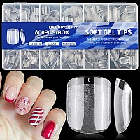 Addfavor Extra Short Square Nail Tips 600Pcs Clear Gel X Nail Tips Short Square Fake Nails Full Cover Soft Gel Nails 12 Sizes