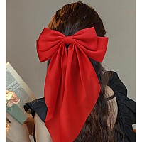 Velscrun 3Pcs Womens Hair Accessories Large Satin Bows And Barrettes In Red Blue And Green Perfect Gift