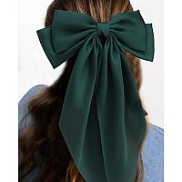 Velscrun 3Pcs Womens Hair Accessories Large Satin Bows And Barrettes In Red Blue And Green Perfect Gift