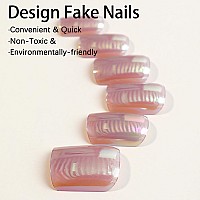 24Pcs Press On Nails Short Square Fake Nails Acrylic False Nails With Artificial Glossy Designs Acrylic Nails Press Ons Full Cov