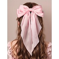 Furling Pompoms Hair Bows Clips For Women Large Bow Clips For Girls Satin Long Tails With Alligator Clips Big Hair Bow Hair Acce