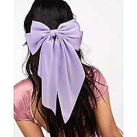 Velscrun Hair Bows For Women Girls 3Pcs White Pink Purple Silky Satin Large Bows Hair Clip Oversized Hair Ribbons Long Tail Big