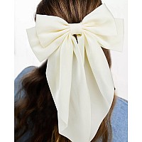 Velscrun Hair Bows For Women Girls 3Pcs White Pink Purple Silky Satin Large Bows Hair Clip Oversized Hair Ribbons Long Tail Big