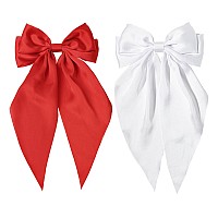 Furling Pompoms Hair Bows Clips For Women Large Bow Clips For Girls Satin Long Tails With Alligator Clips Big Hair Bow Hair Acce