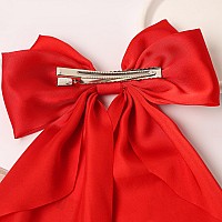 Furling Pompoms Hair Bows Clips For Women Large Bow Clips For Girls Satin Long Tails With Alligator Clips Big Hair Bow Hair Acce