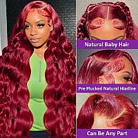 Phadria 13X4 Lace Front Wigs Human Hair Pre Plucked 99J Burgundy Lace Front Wigs Human Hair 180 Density Body Wave Lace Front Wi