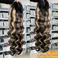 28 Inch Ombre Highlight Wig 13X4 Lace Front Human Hair Pre Plucked 1B27 Body Wave Lace Front Wigs 180 Density Hd Lace Colored