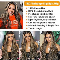 28 Inch Ombre Highlight Wig 13X4 Lace Front Human Hair Pre Plucked 1B27 Body Wave Lace Front Wigs 180 Density Hd Lace Colored