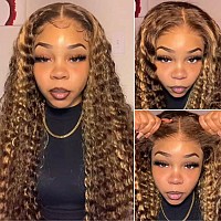 Beauty Forever 7X5 Bye Bye Knots Wig Put On And Go Glueless Honey Blonde Curly Hd Lace Front Wig Invisible Knots Highlight Deep