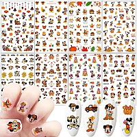 8 Sheets Cartoon Nail Art Stickers Cute Autumn Theme Nail Decals 3D Self Adhesive Nail Art Supplies Fall Nail Sticker For Women