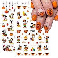 8 Sheets Cartoon Nail Art Stickers Cute Autumn Theme Nail Decals 3D Self Adhesive Nail Art Supplies Fall Nail Sticker For Women