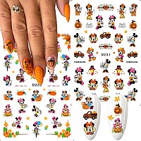 8 Sheets Cartoon Nail Art Stickers Cute Autumn Theme Nail Decals 3D Self Adhesive Nail Art Supplies Fall Nail Sticker For Women