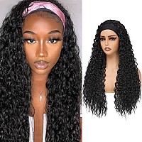 Alicoco Headband Wig Curly Headband Wigs For Women 180 Density Water Wave Glueless Wig Synthetic Half Wig With Headbands Attach