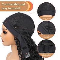 Alicoco Headband Wig Curly Headband Wigs For Women 180 Density Water Wave Glueless Wig Synthetic Half Wig With Headbands Attach