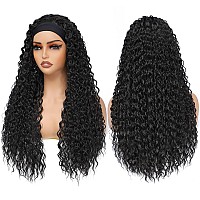 Alicoco Headband Wig Curly Headband Wigs For Women 180 Density Water Wave Glueless Wig Synthetic Half Wig With Headbands Attach