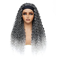 Alicoco Headband Wig Curly Headband Wigs For Women 180 Density Water Wave Glueless Wig Synthetic Half Wig With Headbands Attach