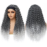 Alicoco Headband Wig Curly Headband Wigs For Women 180 Density Water Wave Glueless Wig Synthetic Half Wig With Headbands Attach