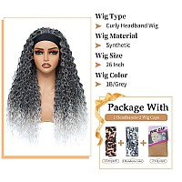 Alicoco Headband Wig Curly Headband Wigs For Women 180 Density Water Wave Glueless Wig Synthetic Half Wig With Headbands Attach