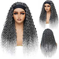 Alicoco Headband Wig Curly Headband Wigs For Women 180 Density Water Wave Glueless Wig Synthetic Half Wig With Headbands Attach