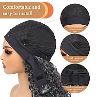 Alicoco Headband Wig Curly Headband Wigs For Women 180 Density Water Wave Glueless Wig Synthetic Half Wig With Headbands Attach