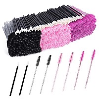 Crystal Mascara Wands Brush And Lip Wands Applicators Disposable Makeup Spoolies Bulk For Eyelash Extensions Black Pink Purple