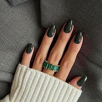 Olive Green Press On Nails Medium Coffin Fake Nails Press Ons Kxamelie Full Cover False Nails Tips Medium Length Glue On Nails N