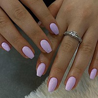 Lilac Press On Nails Medium Coffin Fake Nails Press Ons Kxamelie Full Cover False Nails Tips Medium Length Glue On Nails Natura