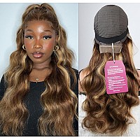 Sweetgirl Highlight Ombre Lace Front Wig Human Hair Body Wave 13X6 Hd Lace Front Wigs Pre Plucked 427 Honey Blonde Lace Frontal