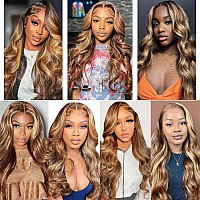 Sweetgirl Highlight Ombre Lace Front Wig Human Hair Body Wave 13X6 Hd Lace Front Wigs Pre Plucked 427 Honey Blonde Lace Frontal