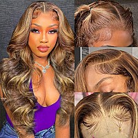 Sweetgirl 13X6 Highlight Lace Front Wigs Human Hair Body Wave 24 Inch P427 Honey Blonde Colored Ombre Lace Front Wig Human Hair