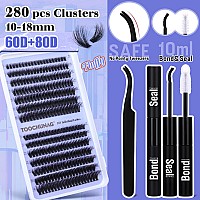 Lash Extension Kit Fluffy Eyelash Extension Kit 60D80D Thick Lash Clusters Kit With Lash Bond And Seal Glue Wispy Individual Ey