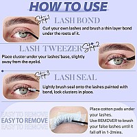 Lash Extension Kit Fluffy Eyelash Extension Kit 60D80D Thick Lash Clusters Kit With Lash Bond And Seal Glue Wispy Individual Ey