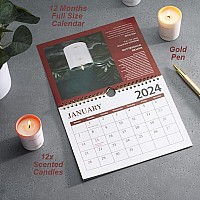 Womens Gifts Candle Gifts For Women With 2024 Wall Calendar 12 Unique Scented Aromatherapy Soy Candles Gold Pen 12 Month Ad