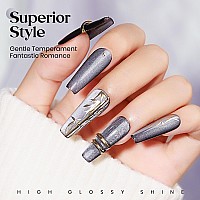 Mizhse Cat Eye Gel Nail Polish Gray Magnetic Gel Polish With Magnet Stick Maillard Style Magic Effect Galaxy Shimmer Glitter H